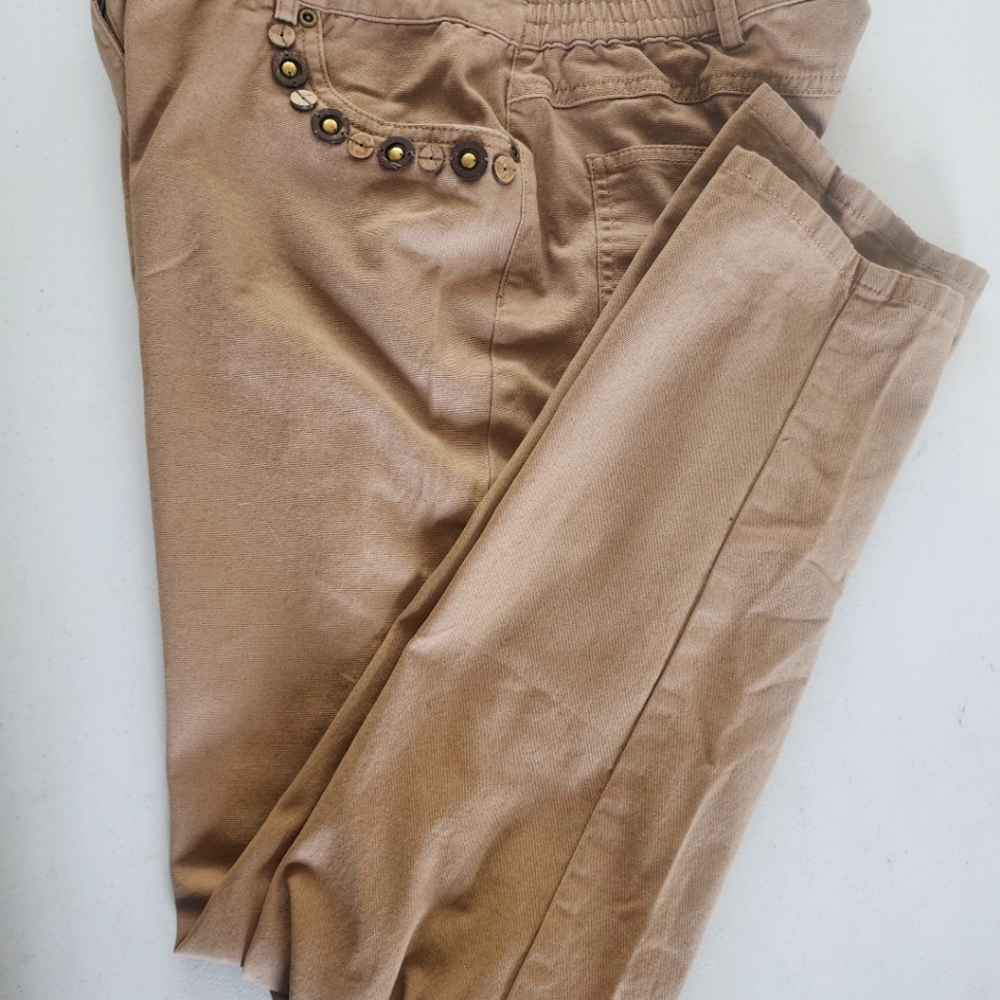 Ruby Road Tan Pants size 8 embellished Pockets